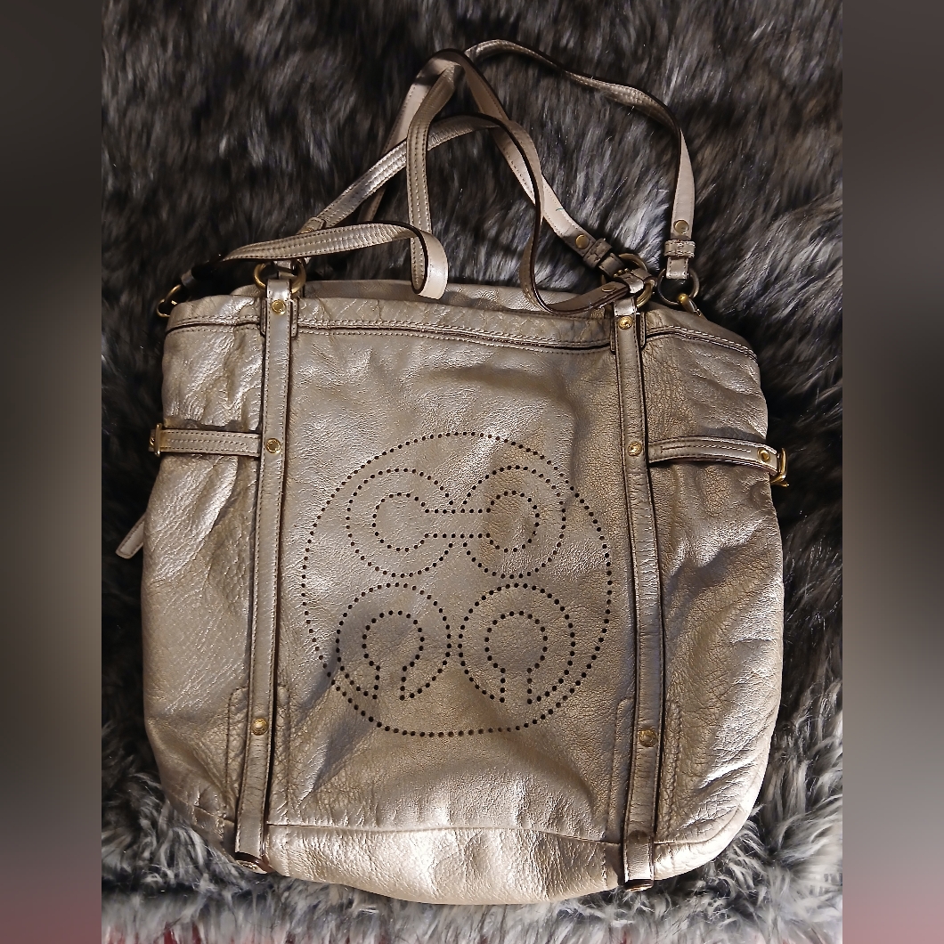 Vintqge Coach Perforated Leather Audrey Shopper Tote